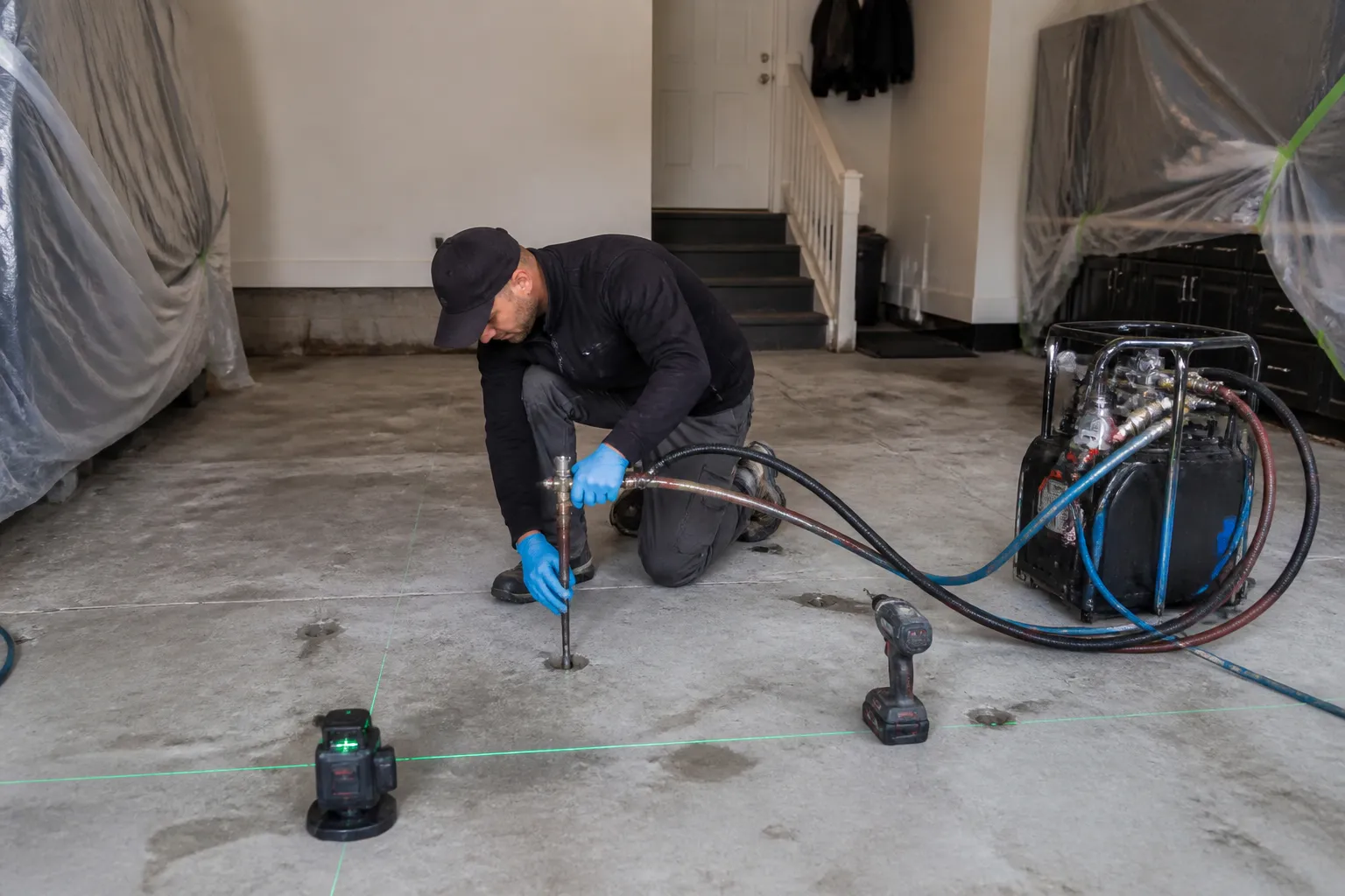 Garage Floor Concrete Leveling